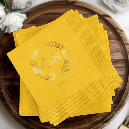 Personalized Embossed Yellow Wedding Napkins product