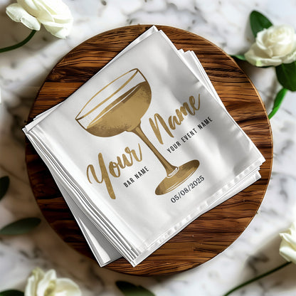 Personalized Cocktail Glass Printed Napkin product type