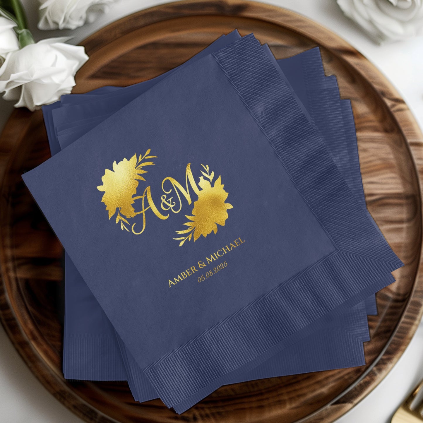 Personalized Floral Monogrammed Wedding Napkin product type