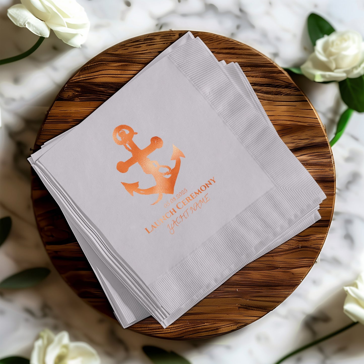 Nautical Anchor Launch Ceremony Yacht Name Napkin product