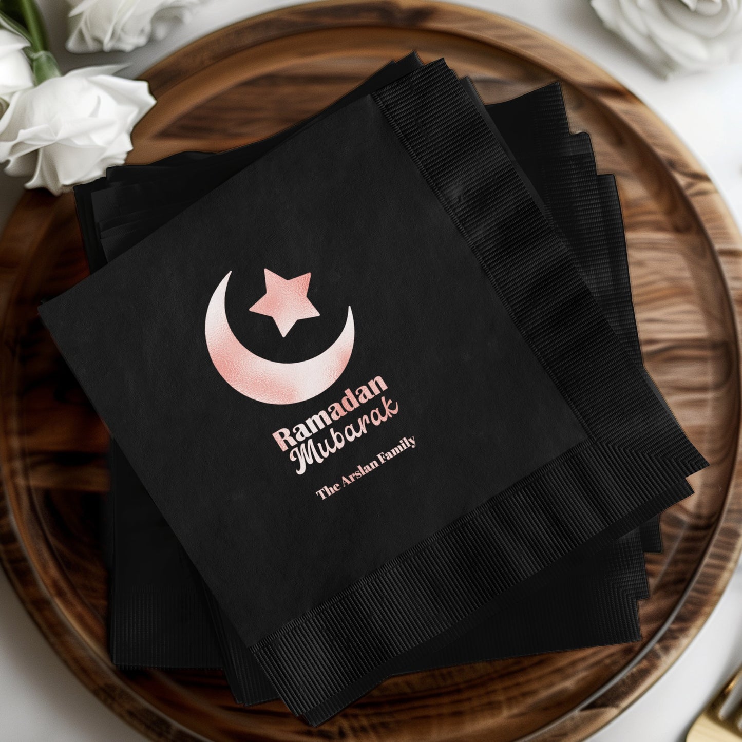 Ramadan Mubarak Custom Black Napkins product