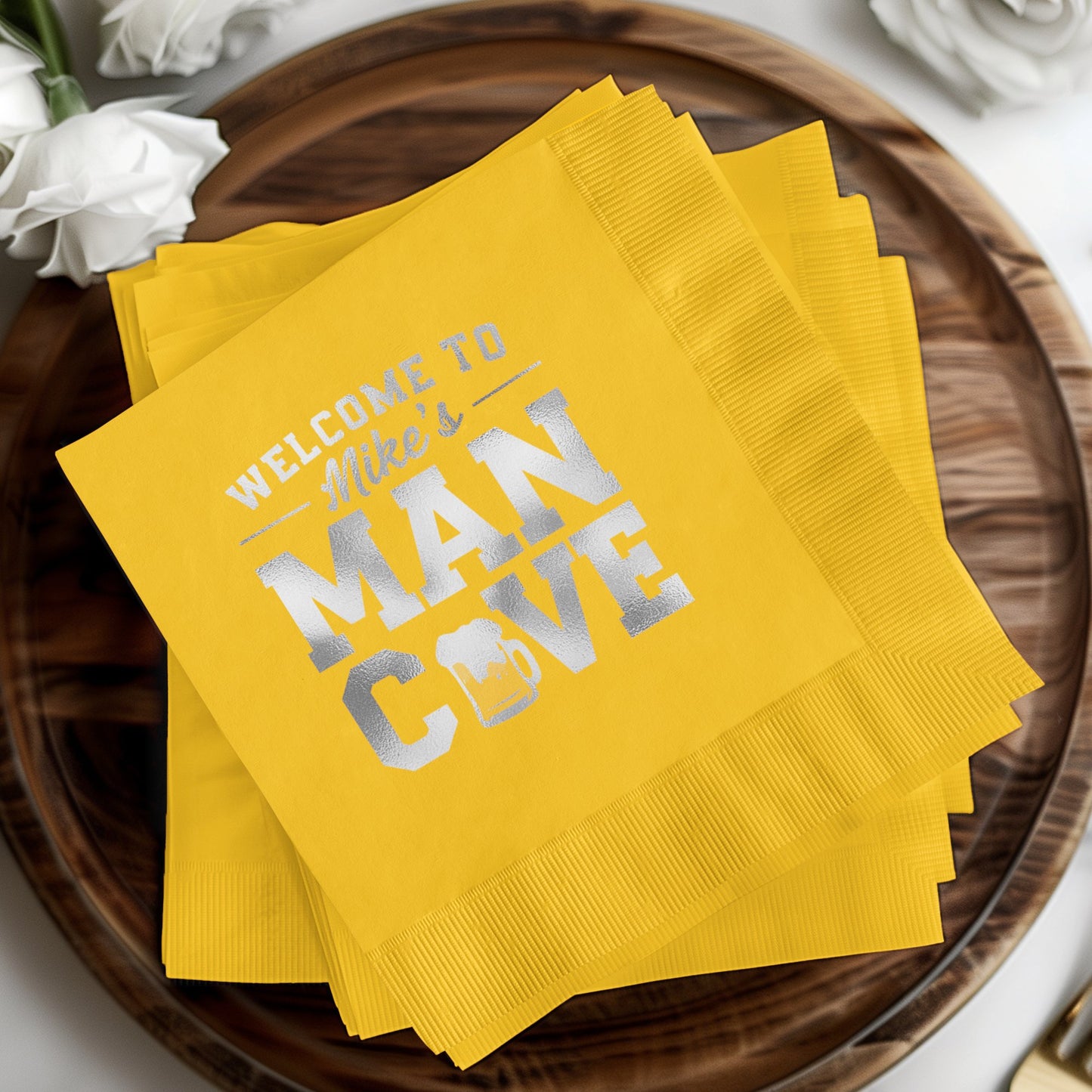 Welcome to Mike's Man Cave Yellow Napkins product