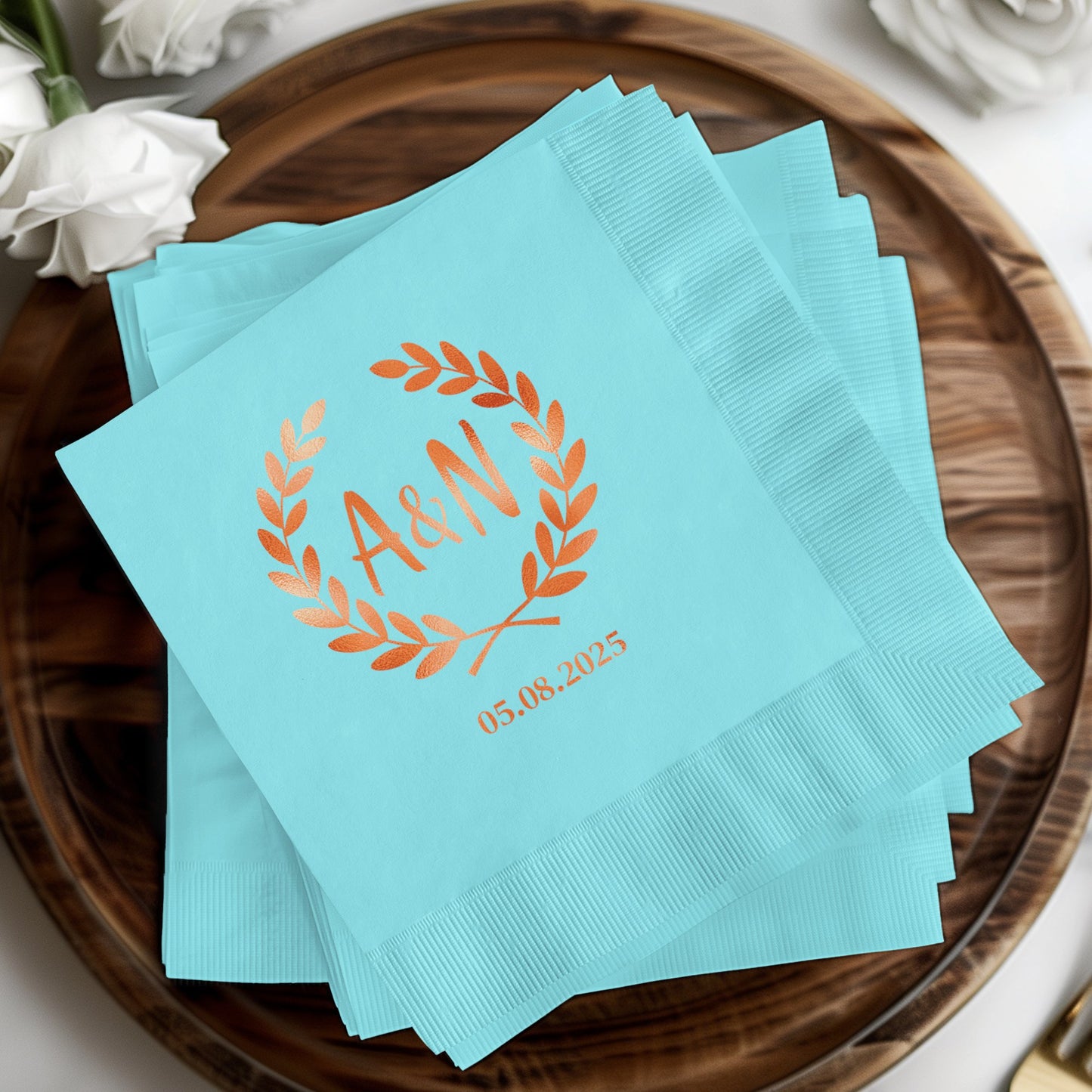 Custom Monogrammed Wedding Date Napkins product