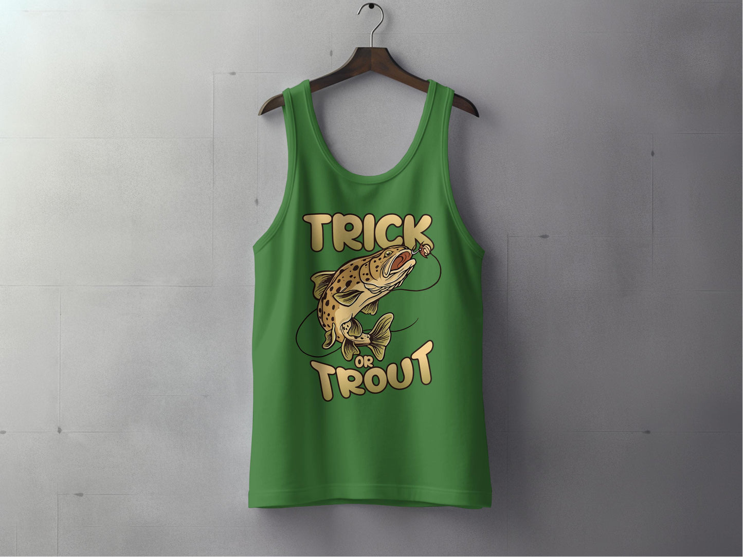 Trick or Trout Fish Design Green Tank Top product type