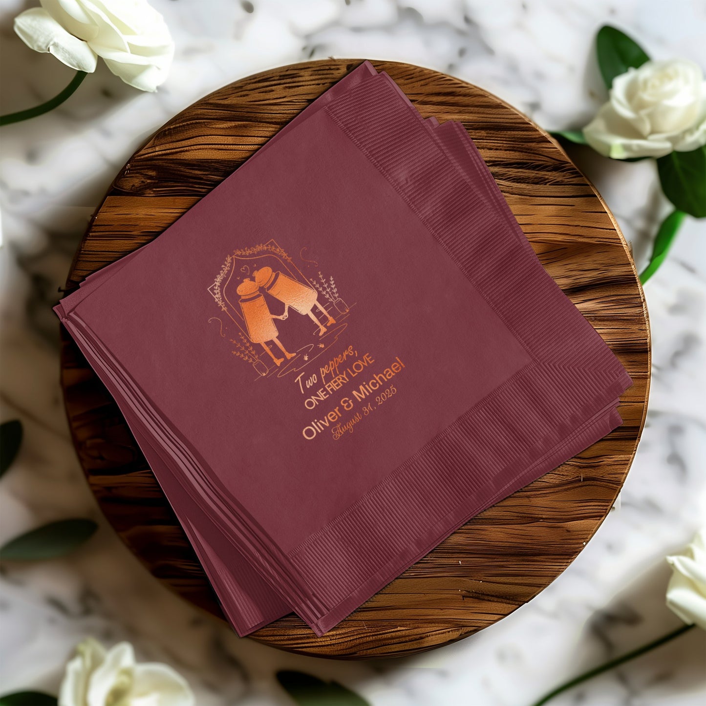 Personalized Two Hearts Wedding Napkin Product