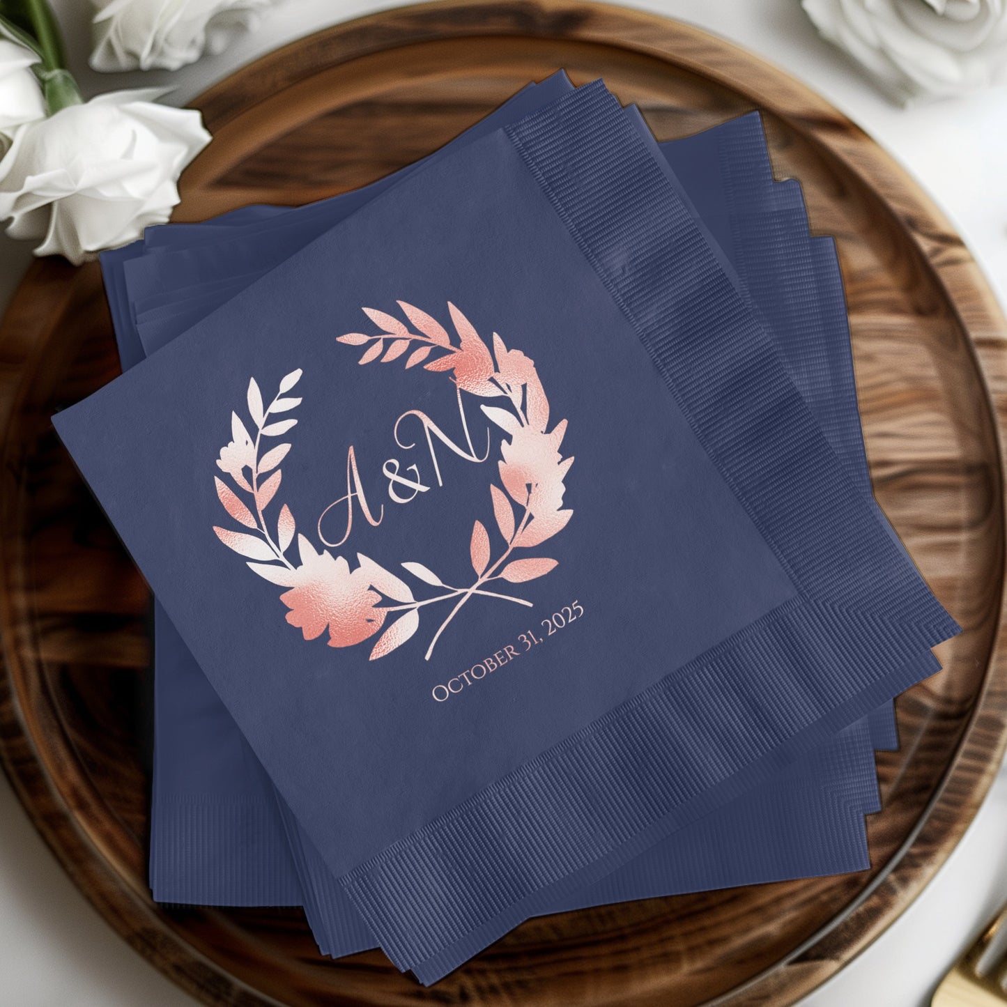Personalized Wedding Date Initials Napkin product