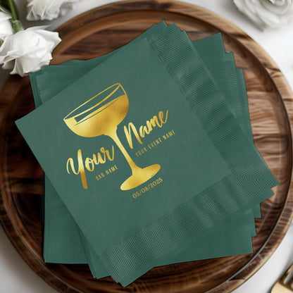 Personalized Green Cocktail Party Napkin Product