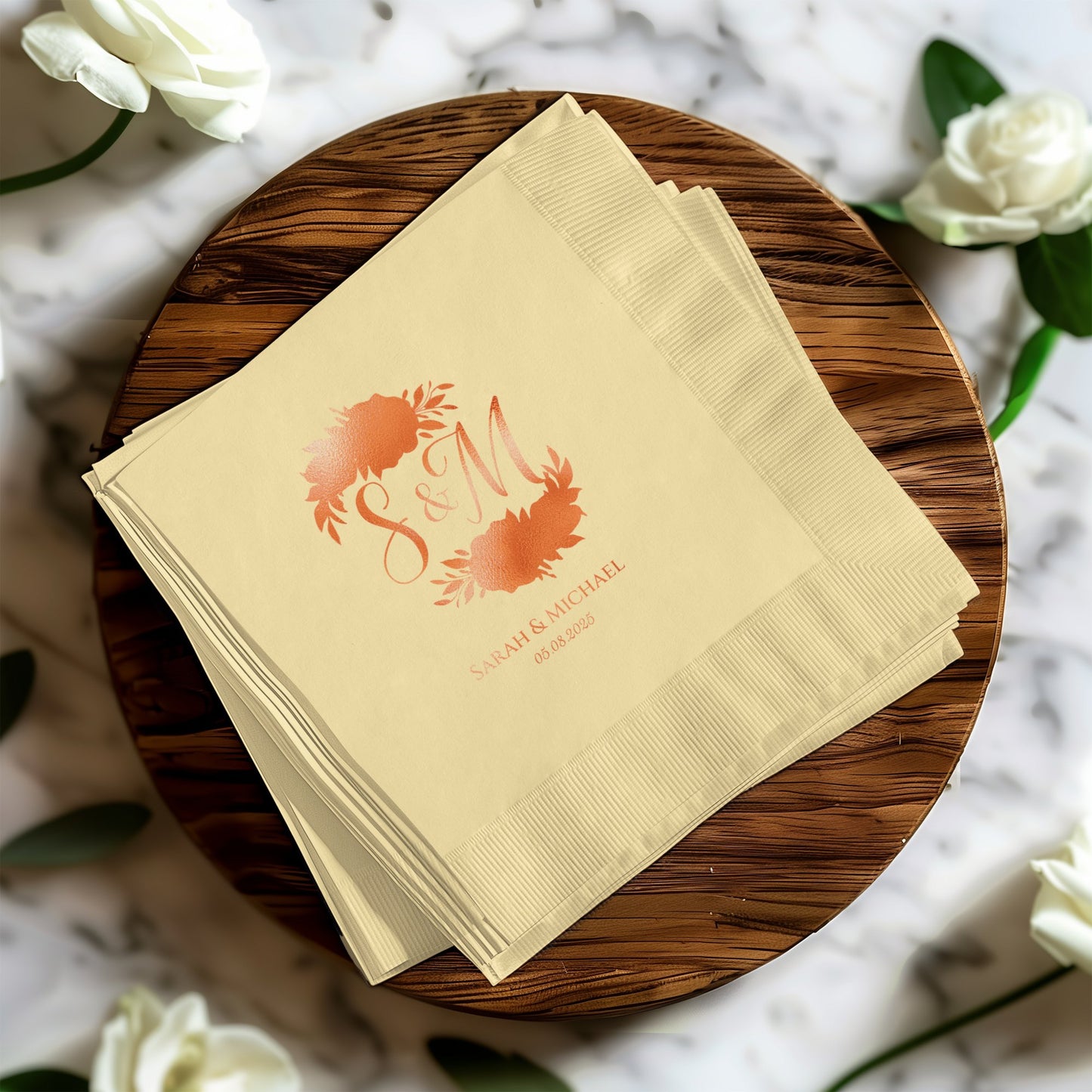 Personalized Wedding Monogram Beverage Napkins product