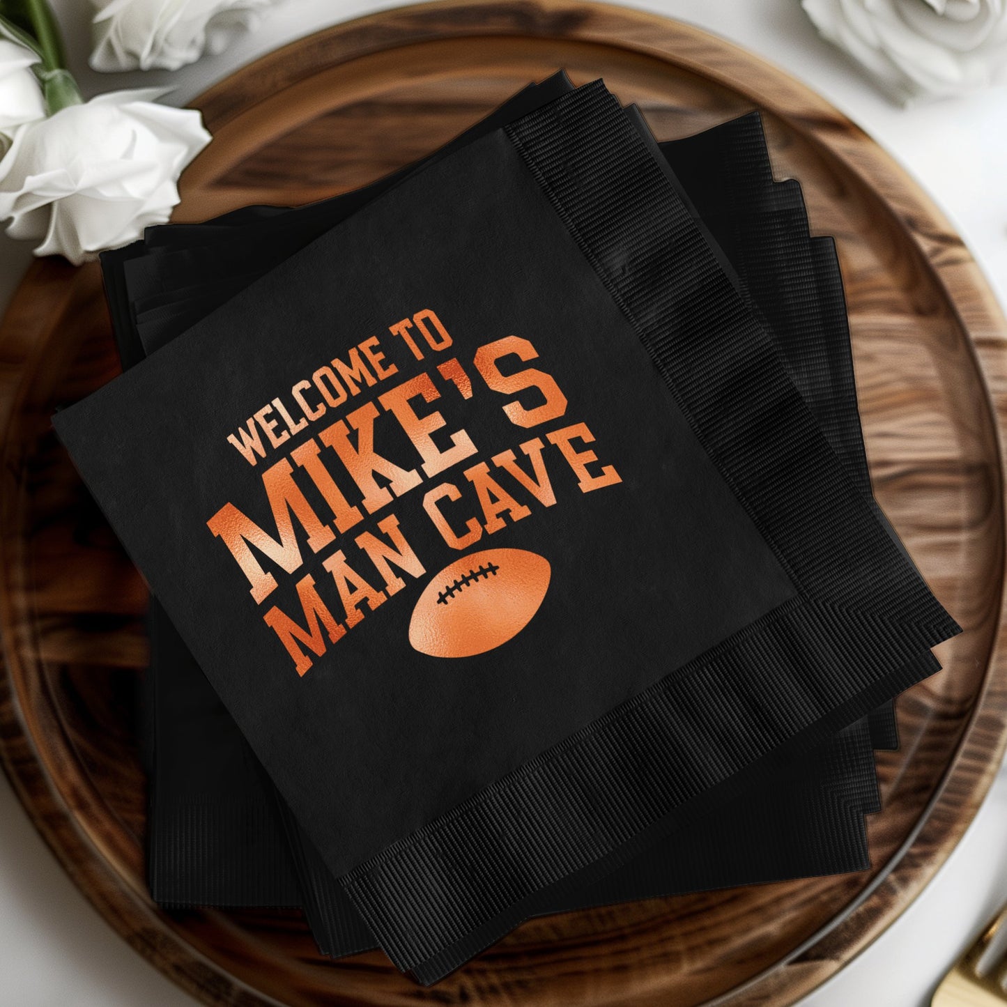 Welcome to Mike's Man Cave Football Napkins product