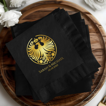 Elegant Black Custom Monogram Design Napkins product type