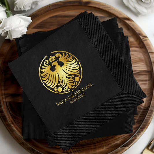 Elegant Black Custom Monogram Design Napkins product type