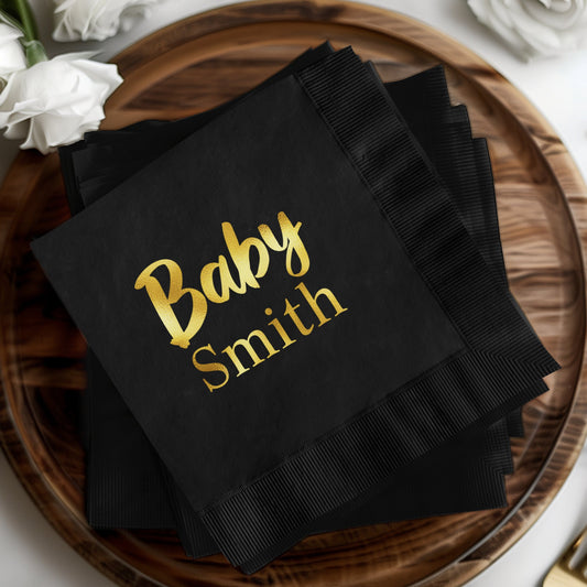 Personalized Baby Smith Black Napkin product