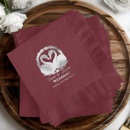 Elegant Personalized Swan Wedding Napkins product