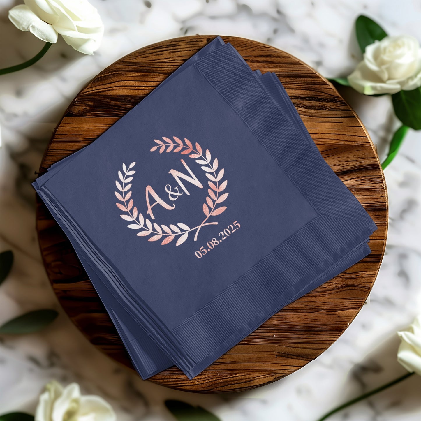 Personalized Floral A&N Event Date Napkin product type