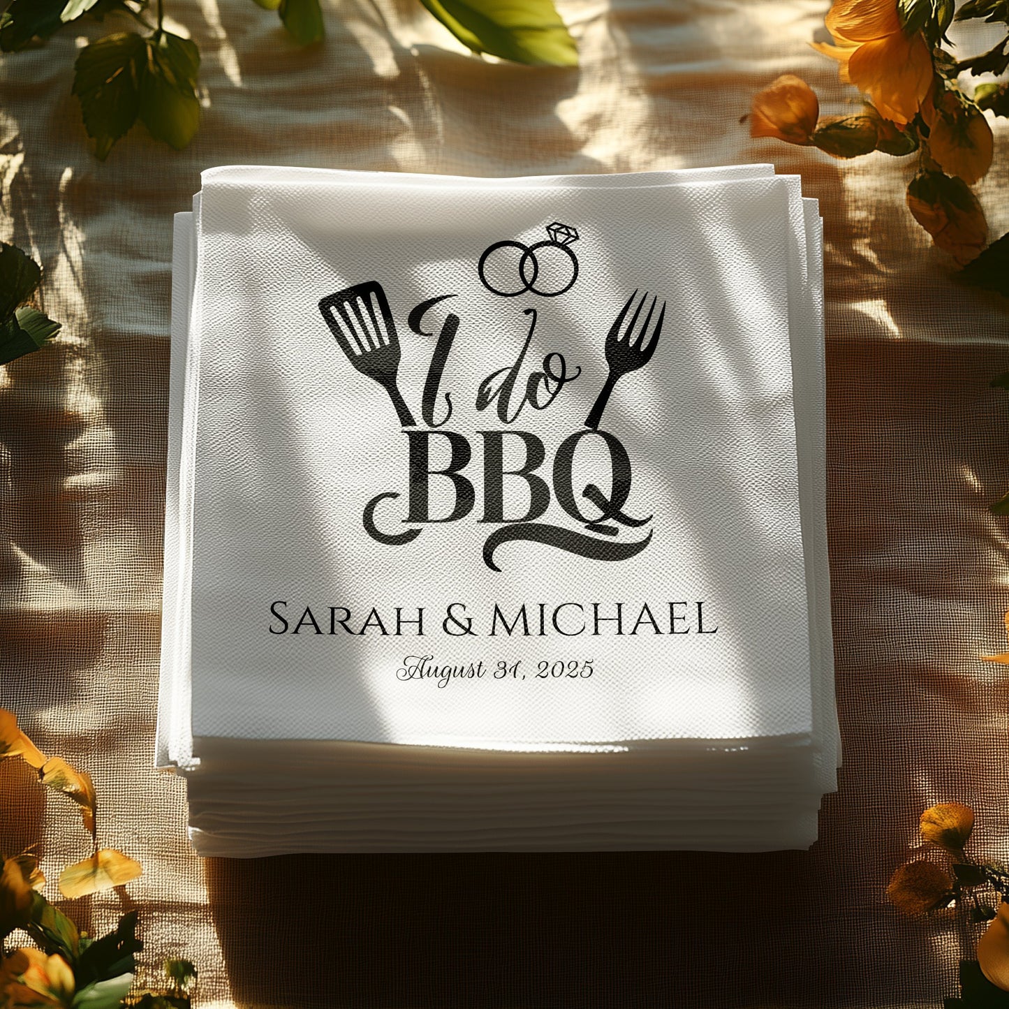 Elegant Personalized I Do BBQ Wedding Napkins product