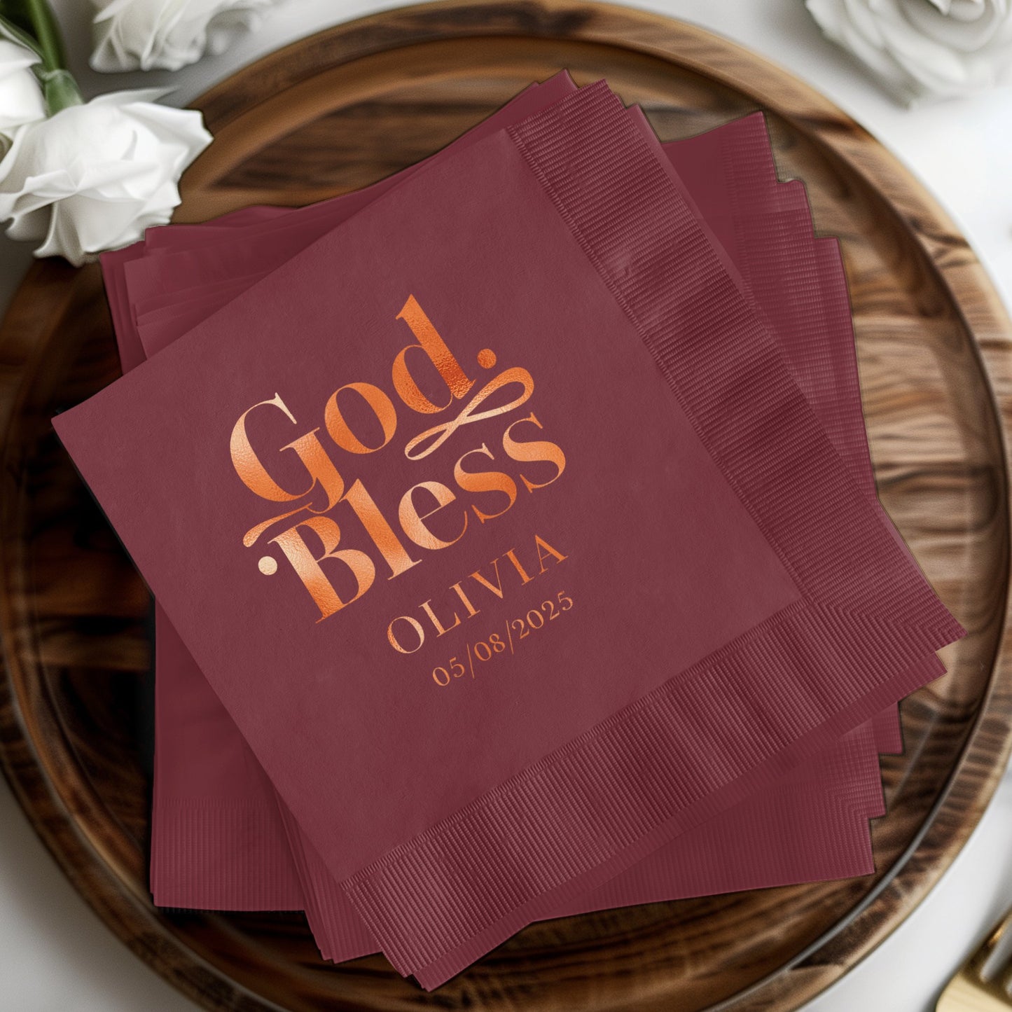 Personalized God Bless Olivia 05/08/2023 napkin product