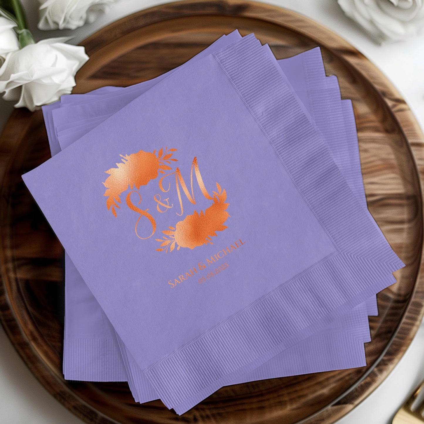 Personalized Wedding Initials Purple Napkin product