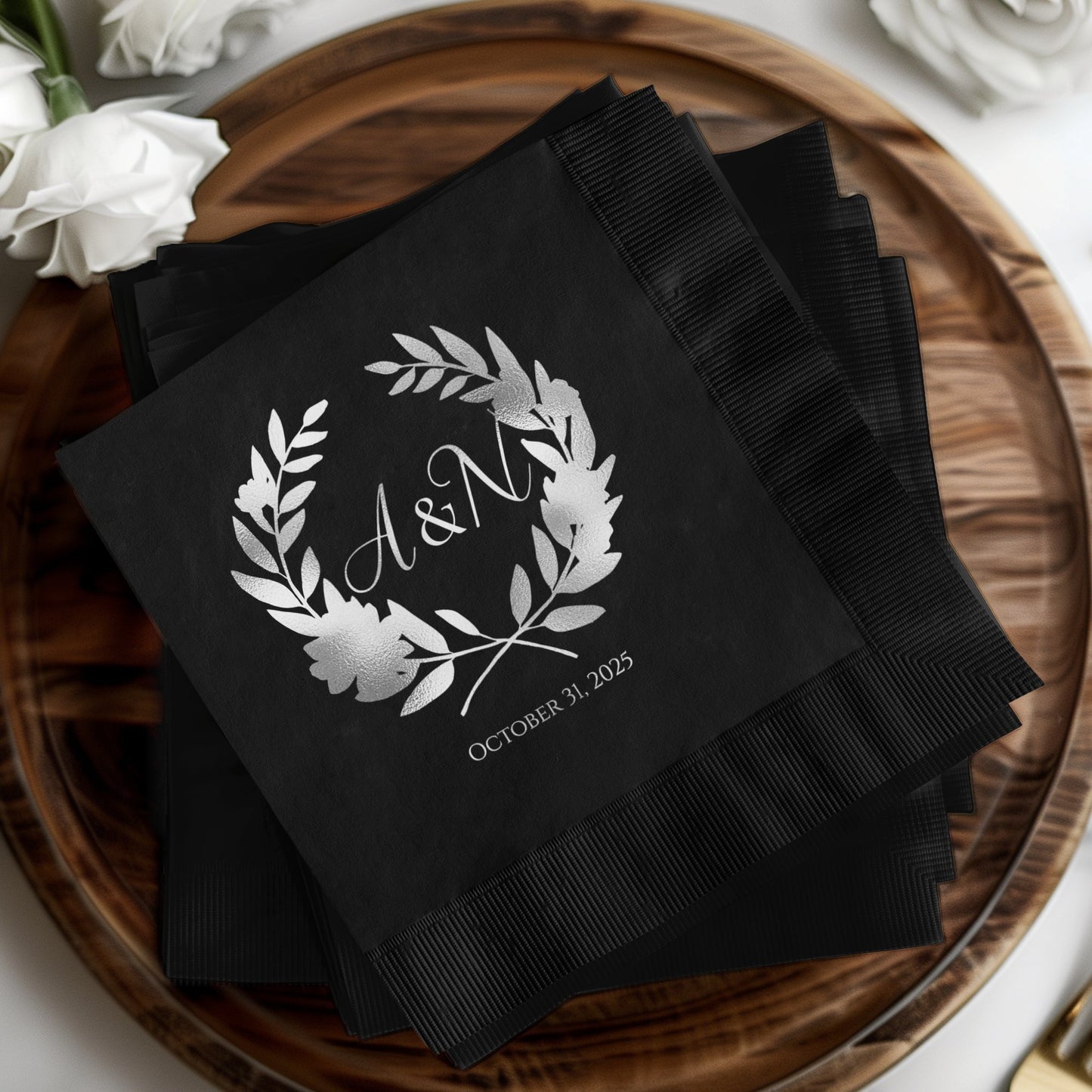 Personalized Wedding Date and Monogram Napkin product type