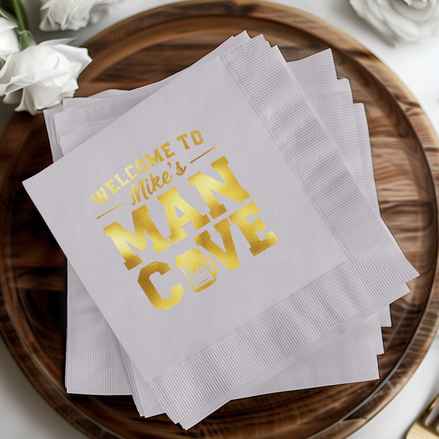 Welcome to Mike's Man Cave Custom Napkins product