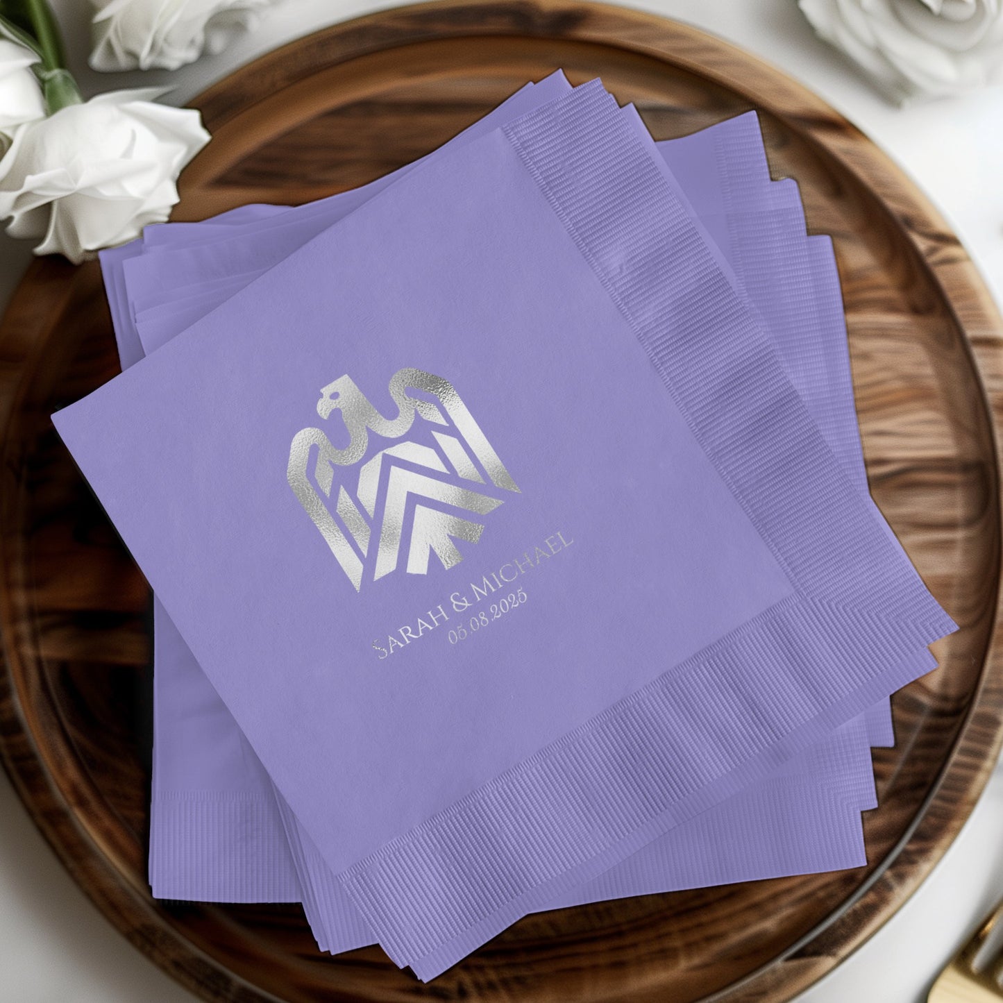 Personalized Royal Purple Wedding Napkin product type