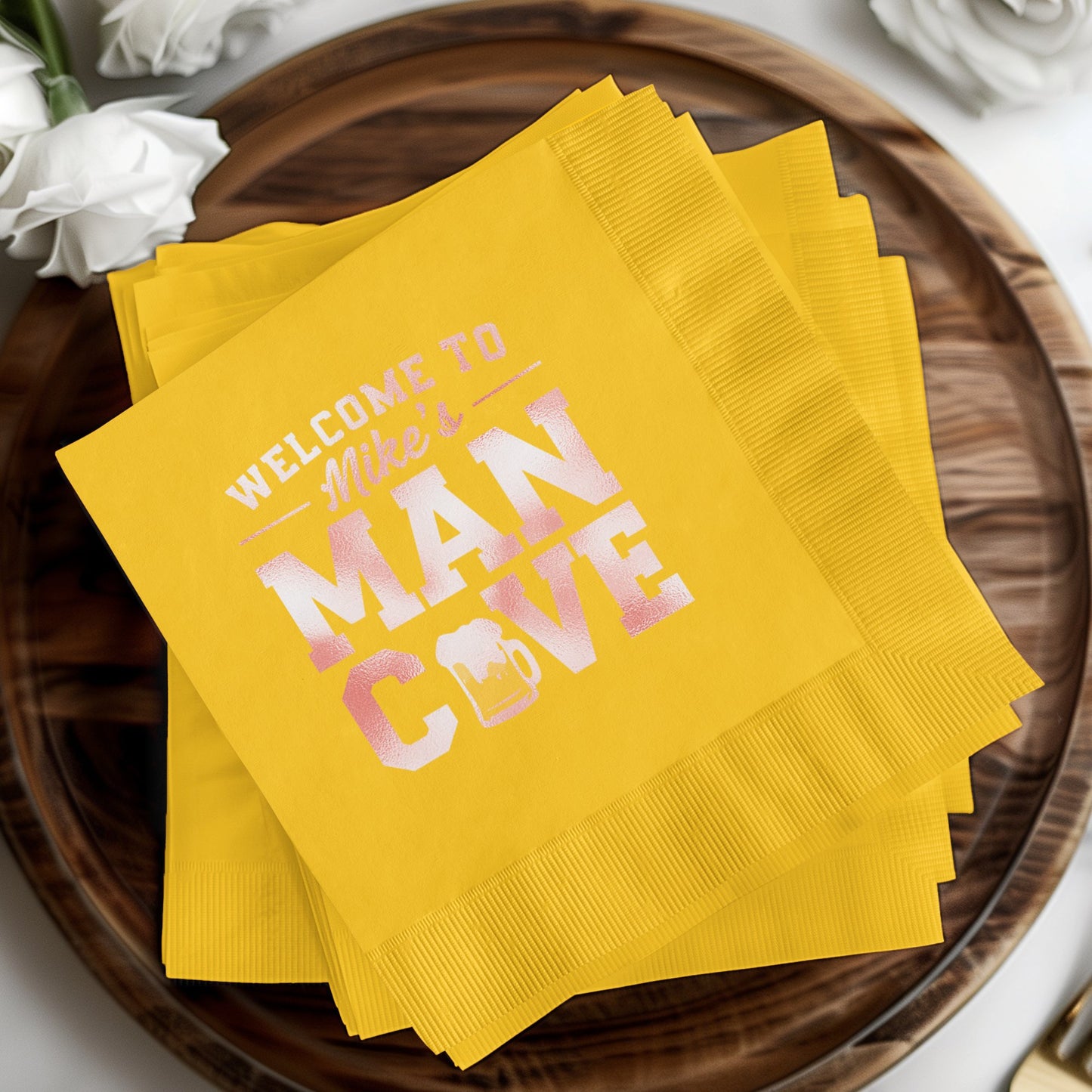 Welcome to Mike's Man Cave Yellow Napkins product