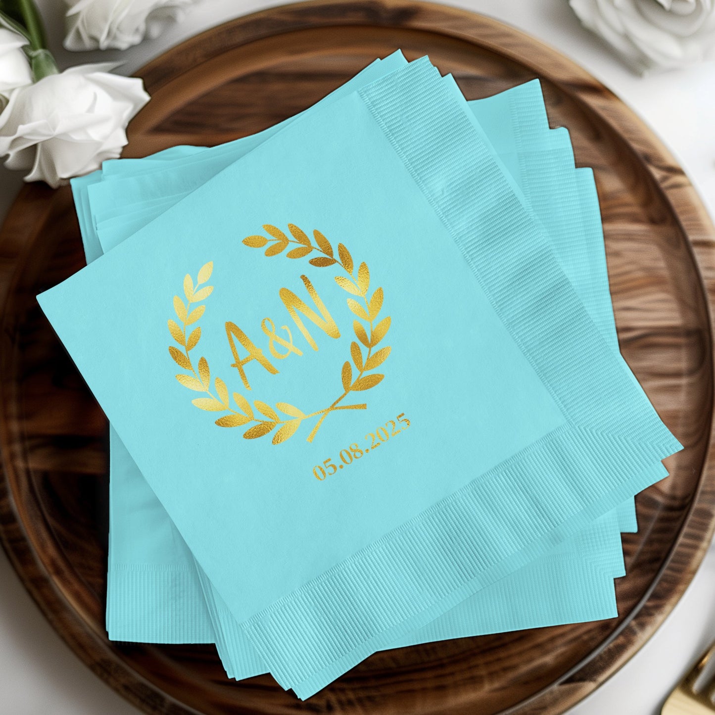 Personalized Blue Napkins Custom Wedding Product