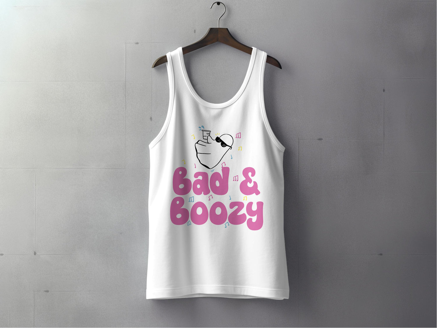 Bad & Boozy White Tank Top Trendy Sleeveless product