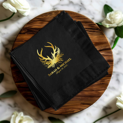 Personalized Black Wedding Napkins Event Product