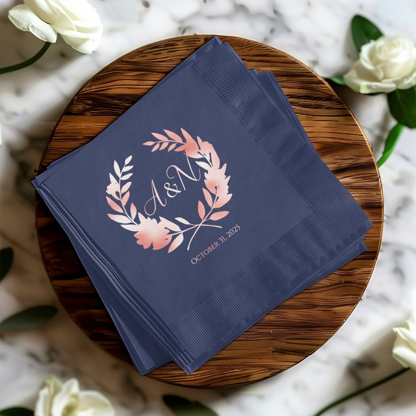 Personalized Wedding Date Initials Napkin Product
