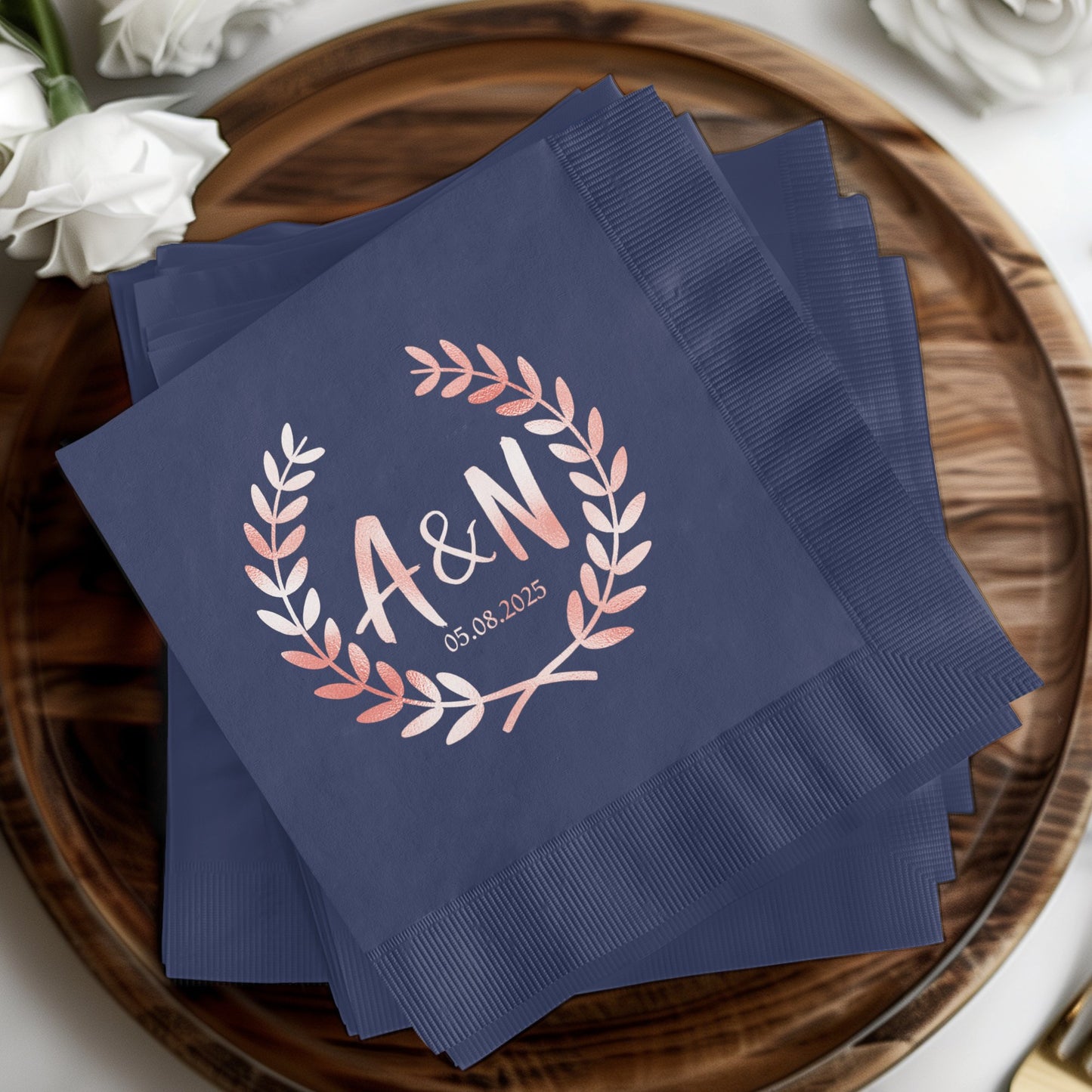 Custom Initials and Date Elegant Personalized Napkin product