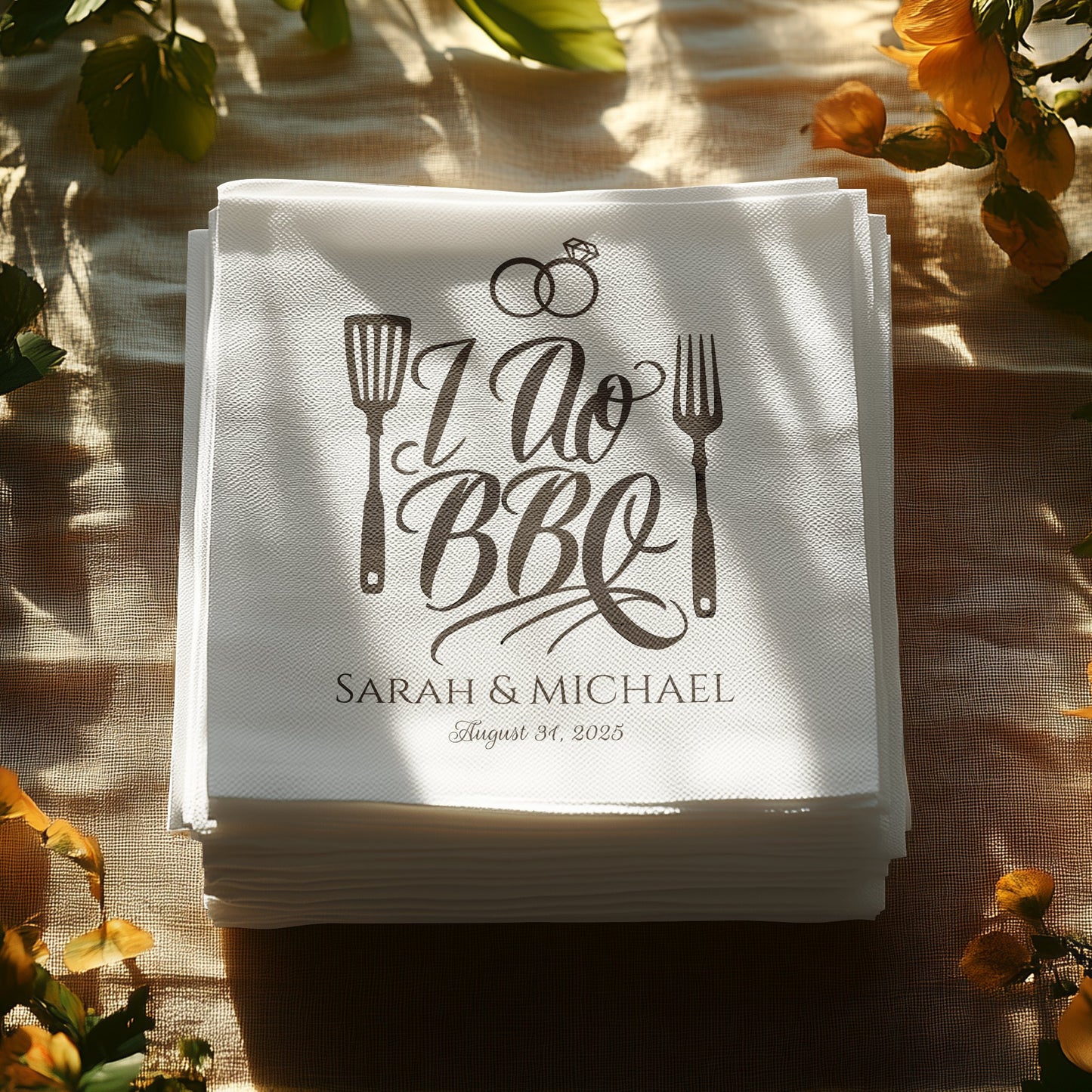 Custom Printed Wedding BBQ Napkin Stack product