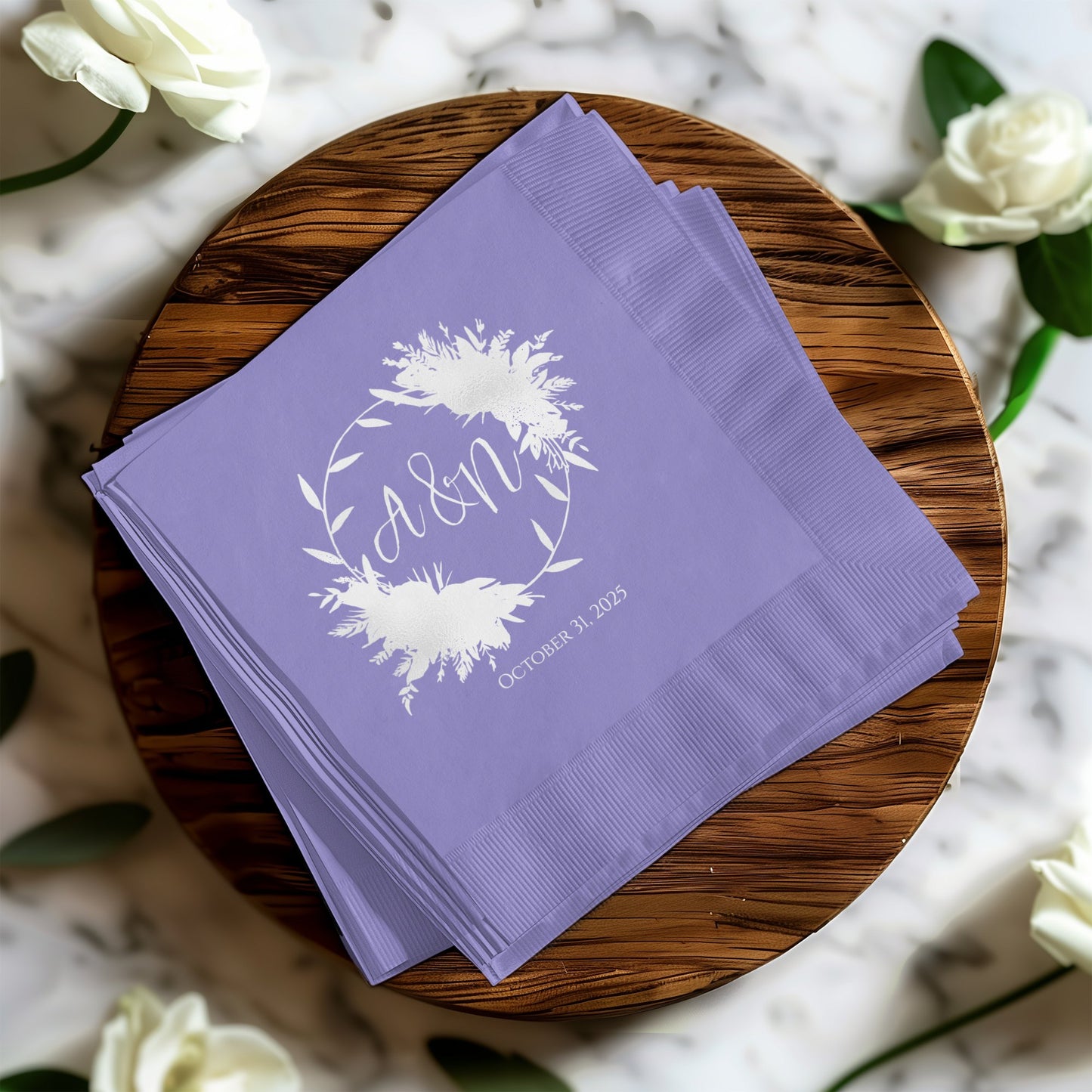 Personalized Purple Wedding Napkins product type