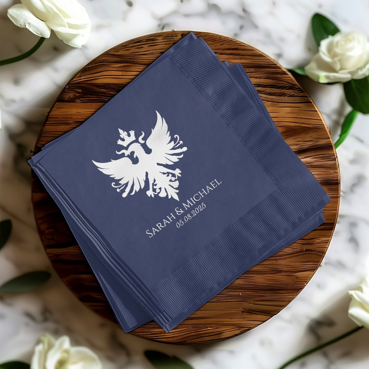 Elegant Personalized Wedding Napkins Custom Date product type