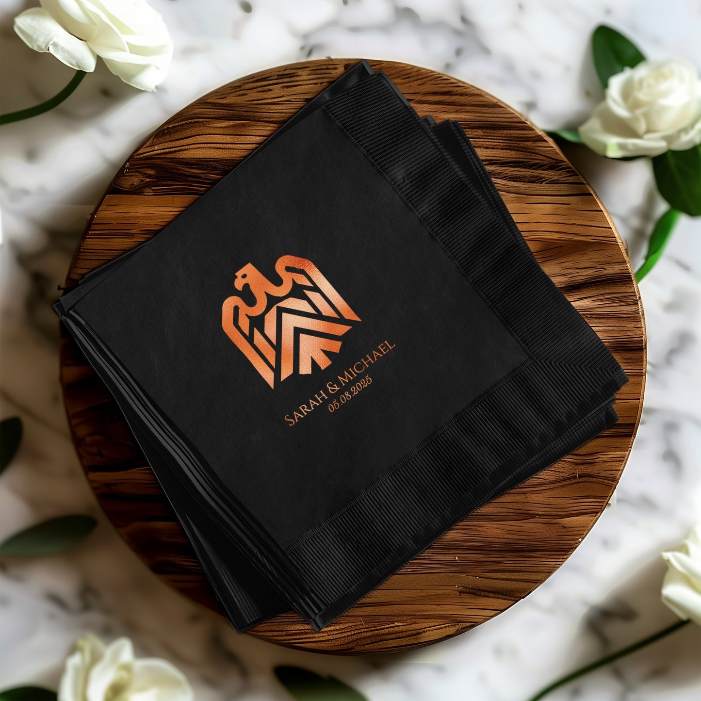 Personalized Eagle Design Black Napkins product