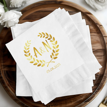 Custom Elegant Gold Foil Monogram Wedding Napkin product type