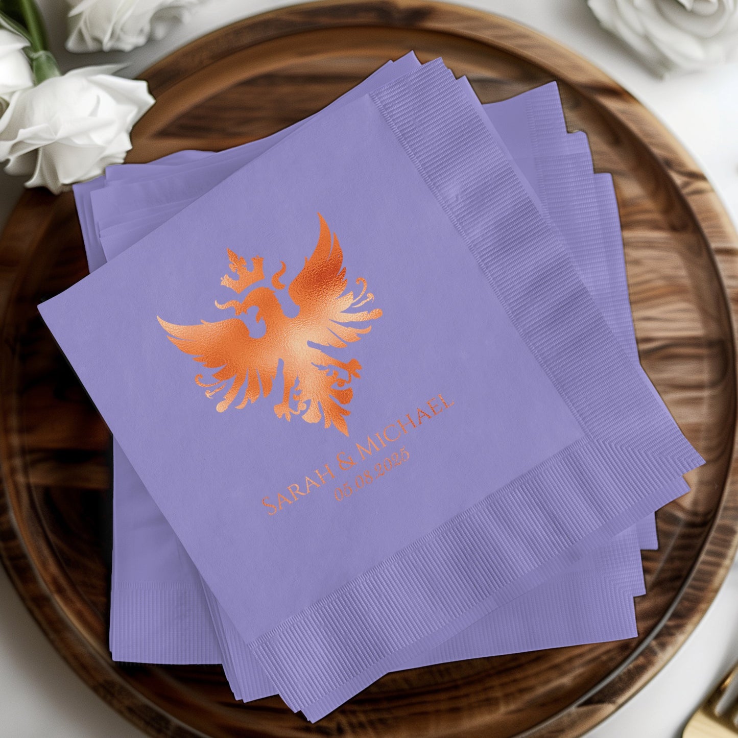 Personalized Purple Wedding Napkins product type