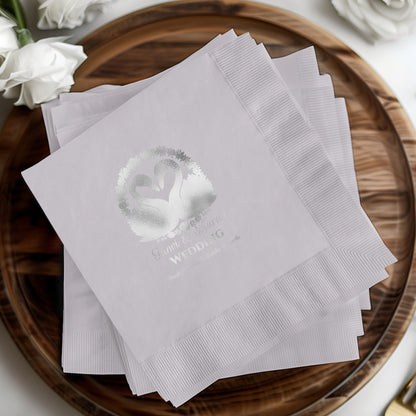 Elegant Wedding Swan Design Personalized Napkin product