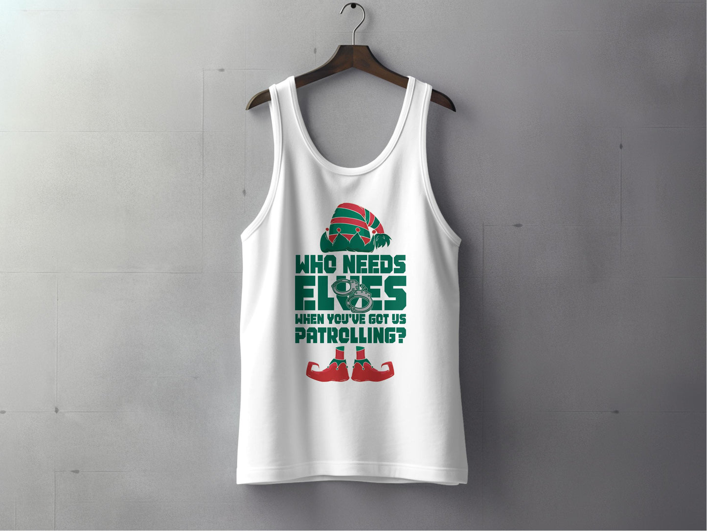 Funny Christmas Elf Patrol White Tank Top product