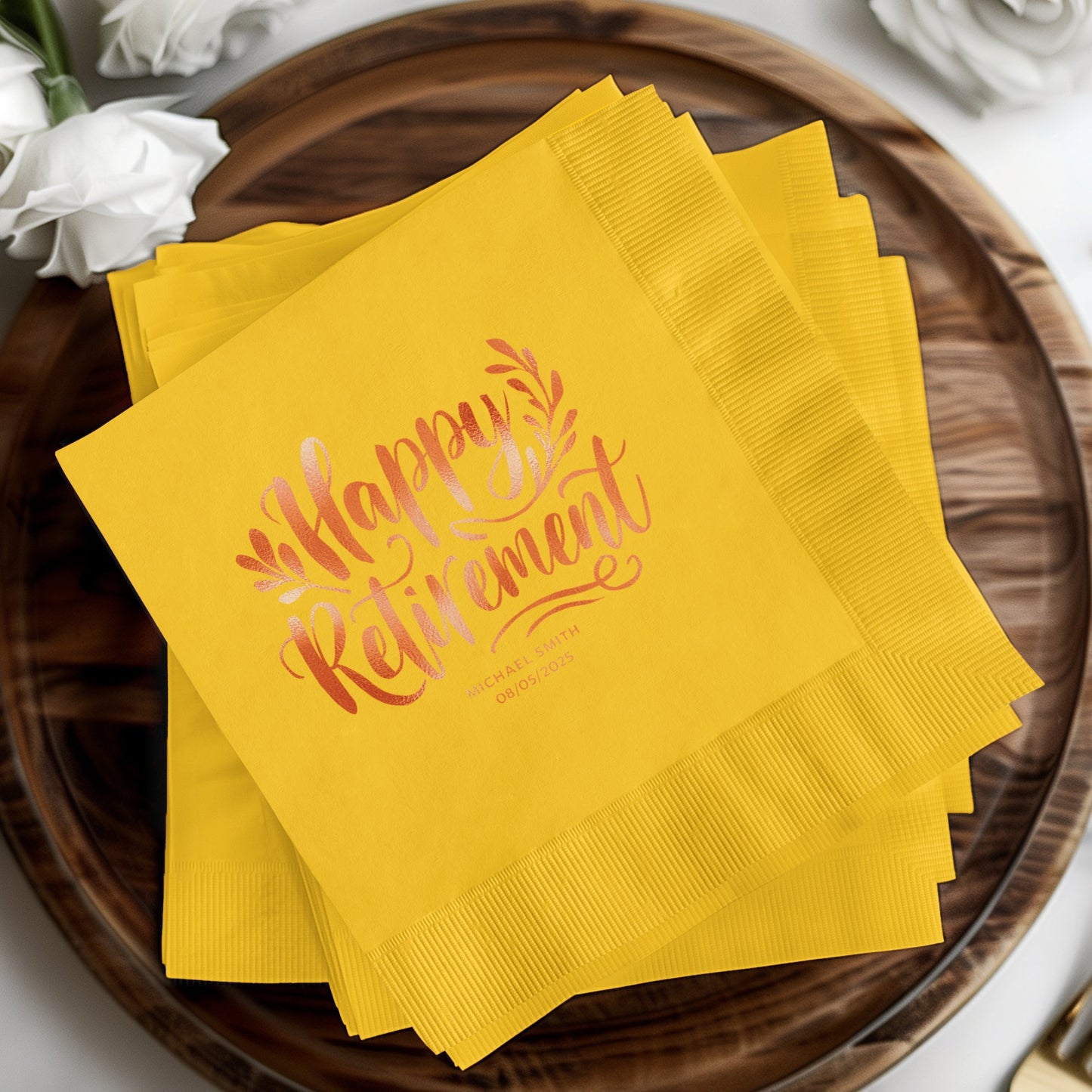 Happy Retirement Printed Yellow Party Napkin product type