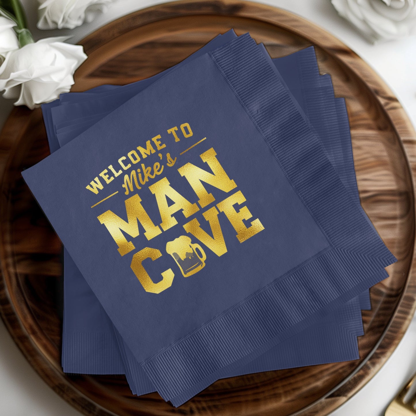 Welcome to Mike's Man Cave Custom Printed Napkin product