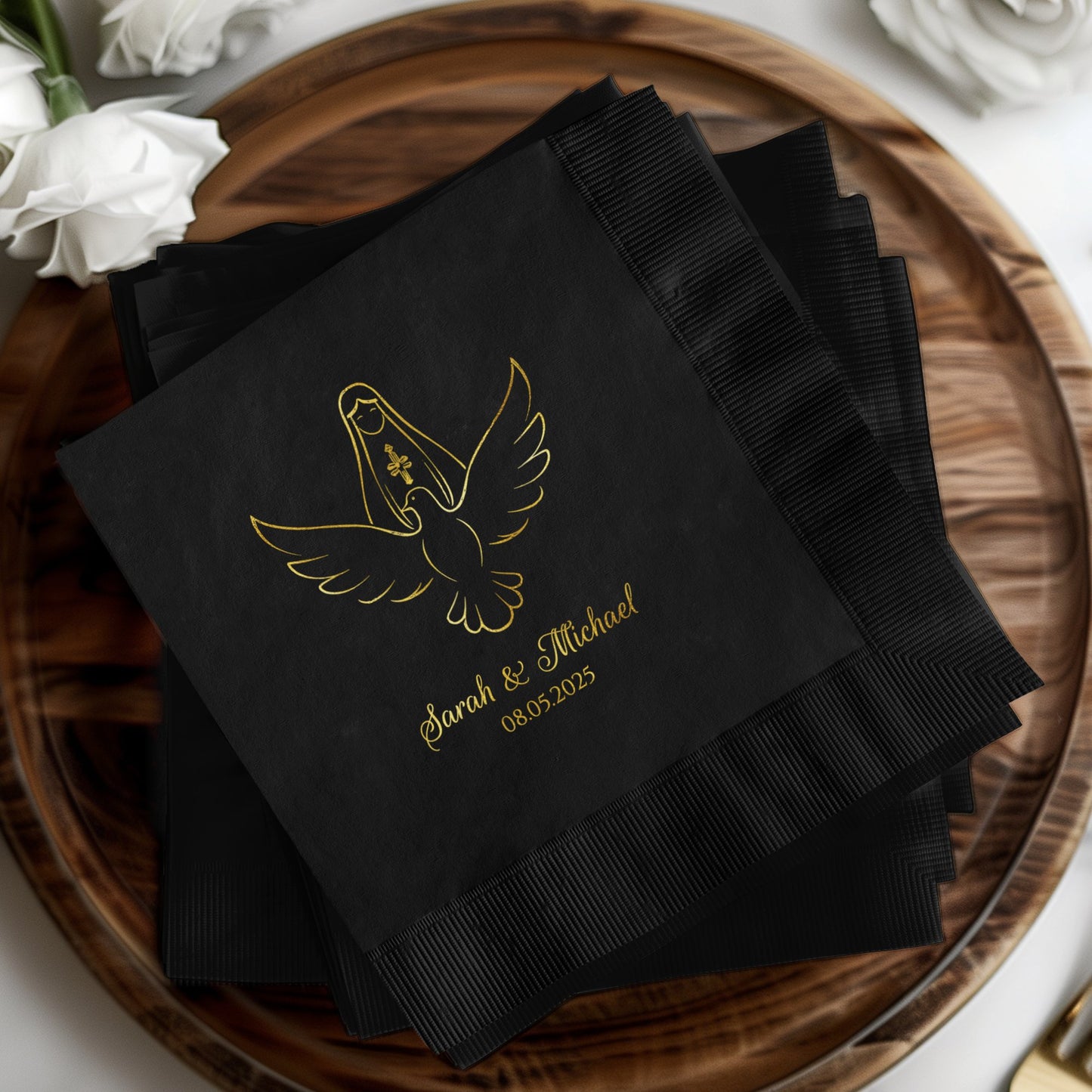 Personalized Wedding Napkins with Elegant Dove product