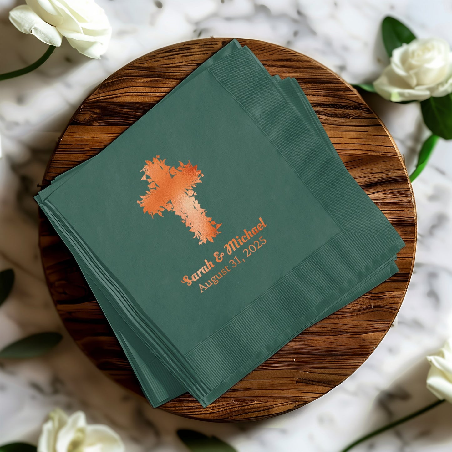 Cross Design Personalized Wedding Napkins product
