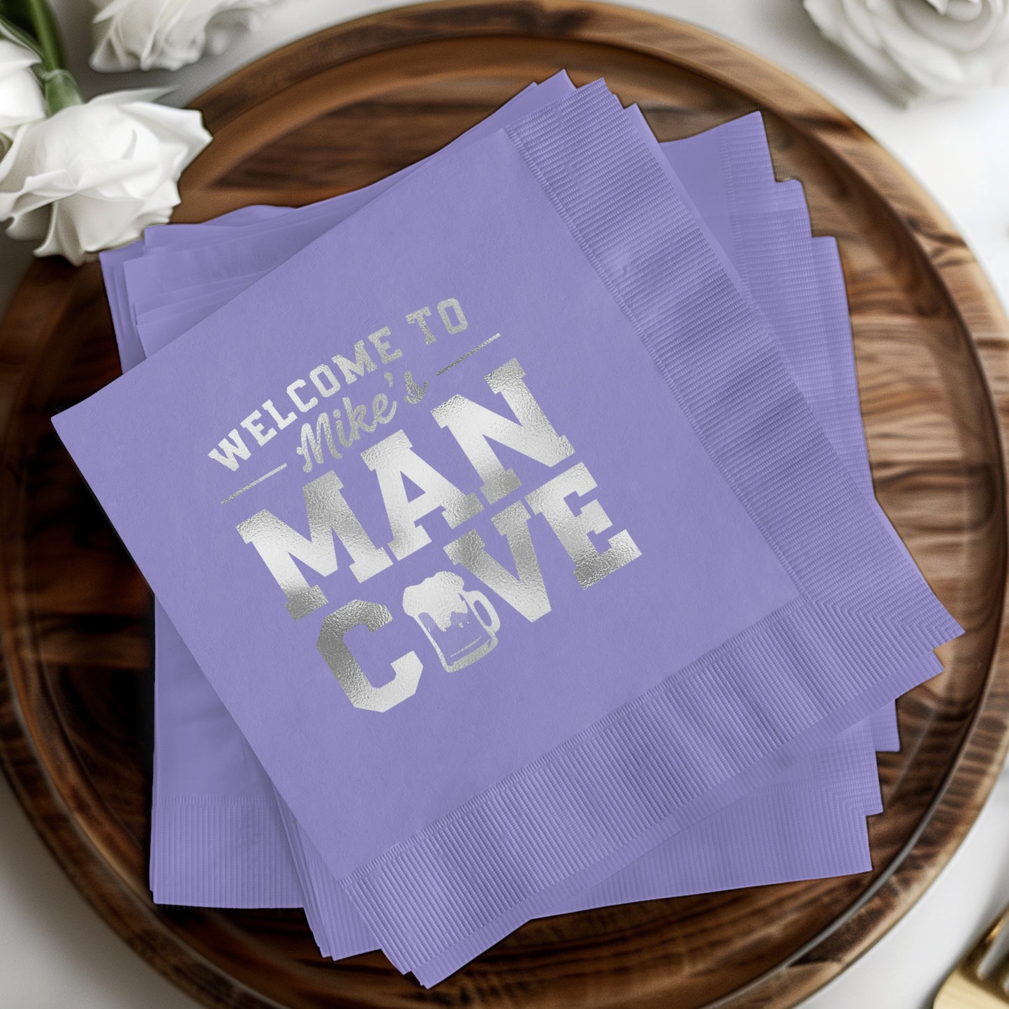 Welcome to Mike's Man Cave Beverage Napkins product type
