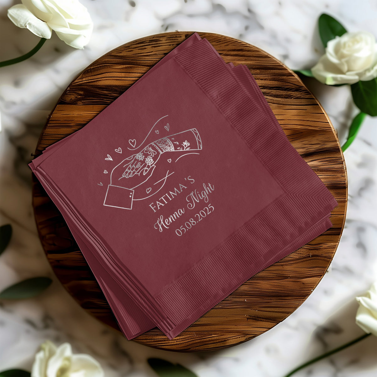 Personalized Maroon Napkins for Events and Celebrations product
