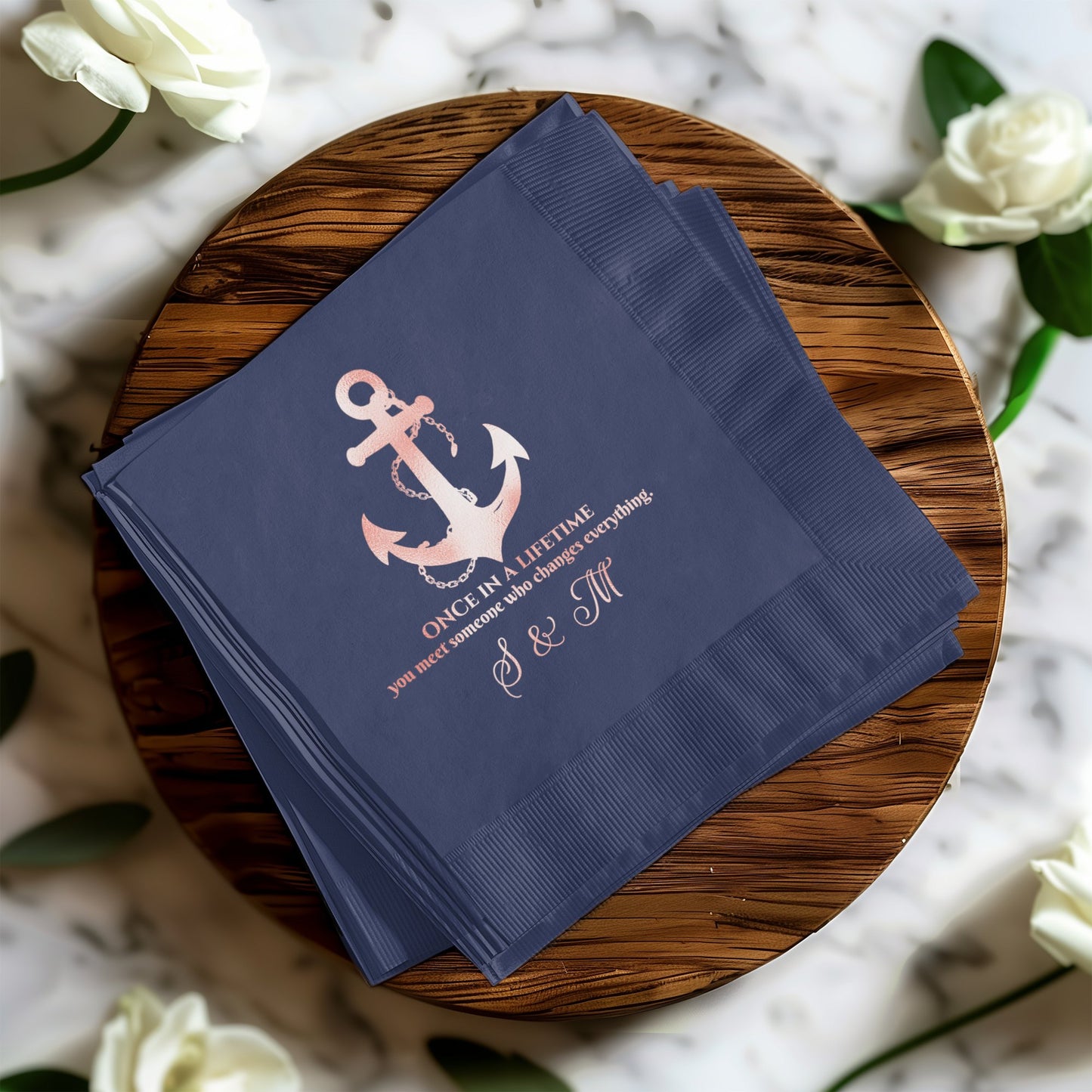 Personalized Anchor Design Wedding Napkin Product