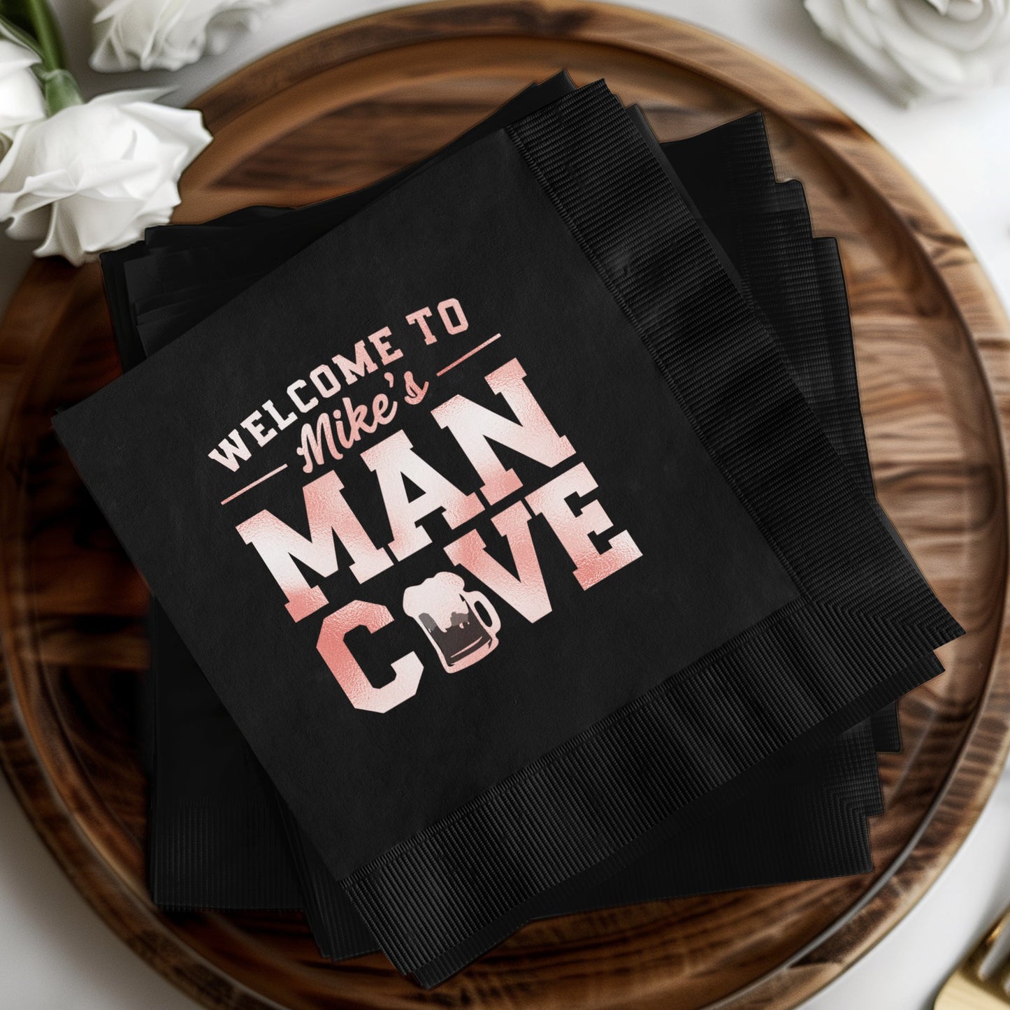 Welcome to Mike's Man Cave Themed Napkin Product