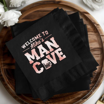 Welcome to Mike's Man Cave Themed Napkin Product