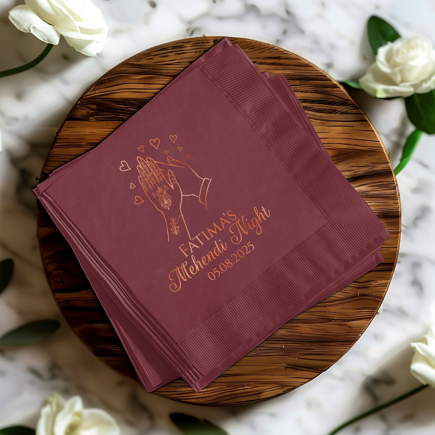 Custom Mehendi Night Date Printed Napkin product
