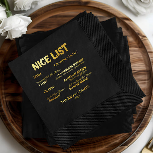 Custom Black and Gold Personalized Napkin Product