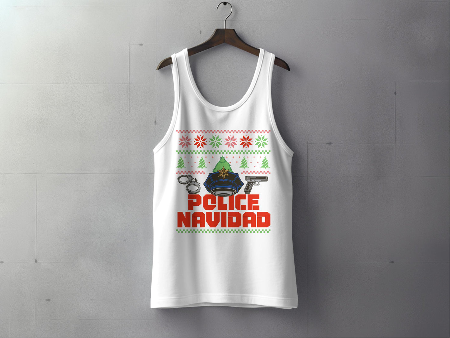Festive Police Navidad Graphic Tank Top product type